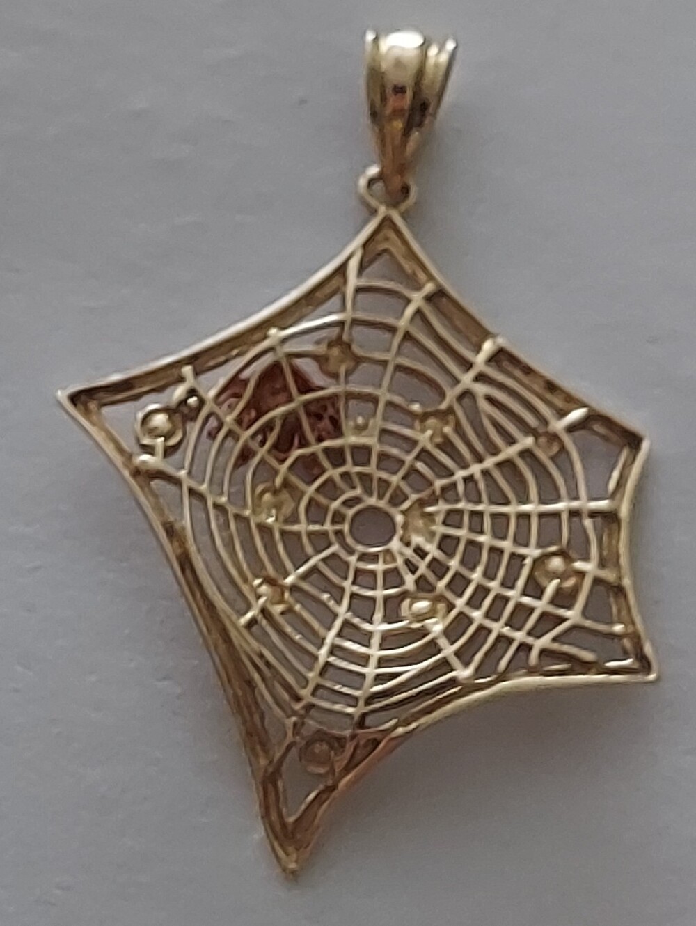 Vintage 14K Gold Spider Web Charm Pendant - Picture 3 of 10